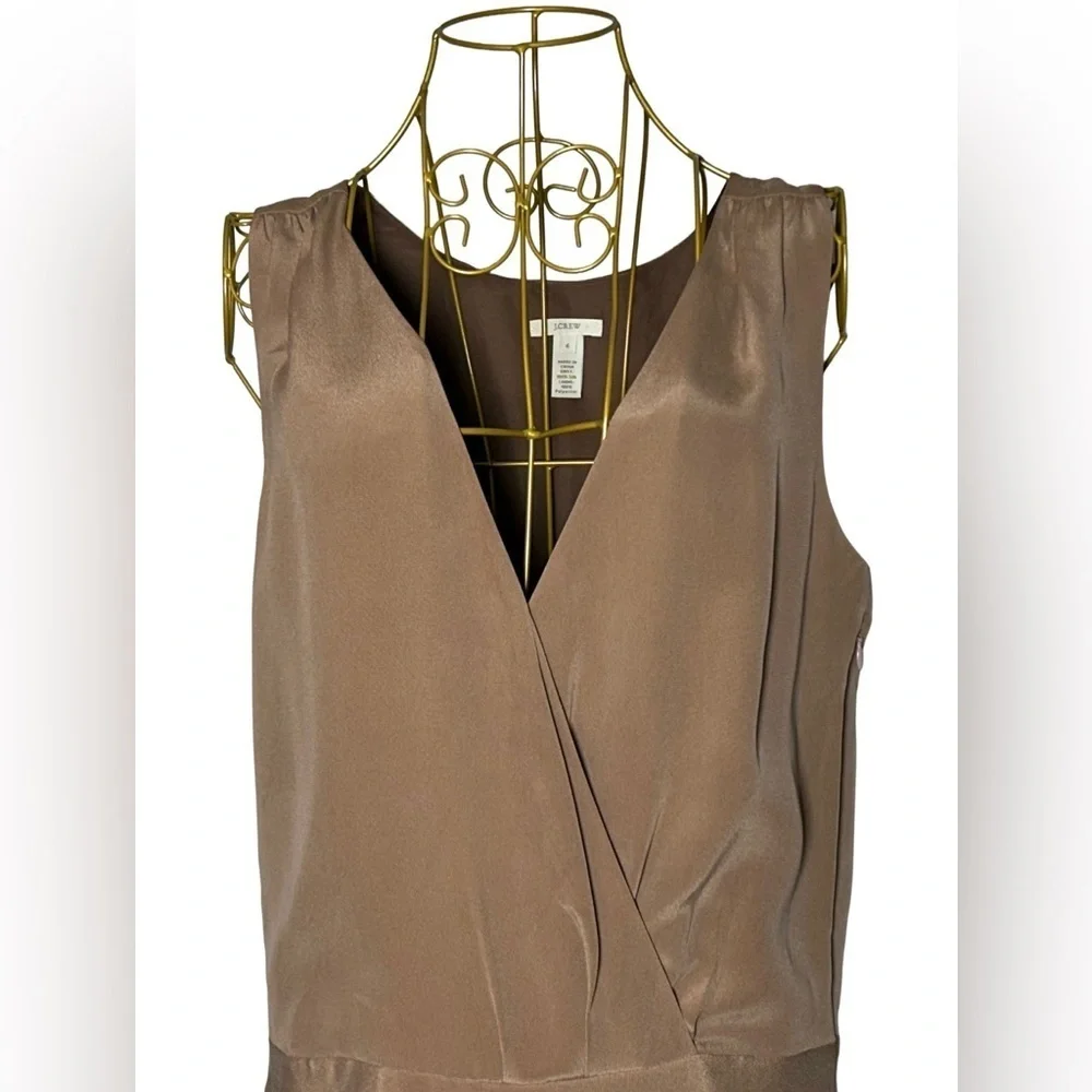 J. Crew Taupe Wrap-Style Sleeveless Dress